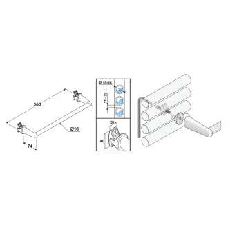 Sušiak uterákov na vykurovacie telesá 36cm rovný, čierna mat