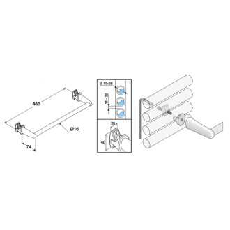 Sušiak uterákov na vykurovacie telesá 46cm rovný, čierna mat