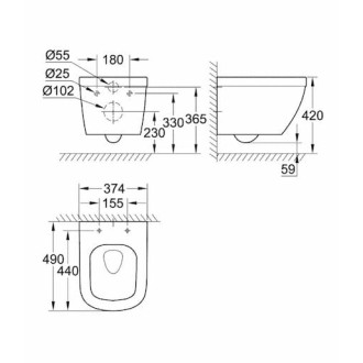Wc závesné Grohe Euro Ceramic alpská biela zadný odpad 39206000