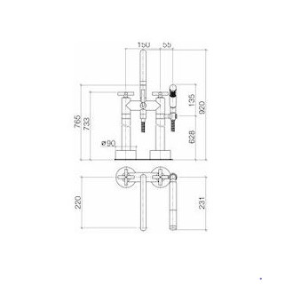 Vaňová batéria Dornbracht Tara s vaňovým setom chróm 25943892-00