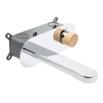 Umývadlová batéria SAT Fusion vrátane podomietkového telesa drevo SATBSFU101DS