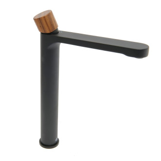 Vysoká umývadlová batéria SAT Fusion bez výpuste páka tmavé drevo SATBSFU285DTC