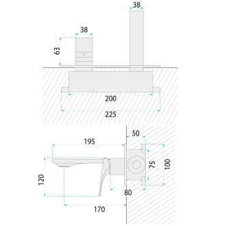 Podomietková vaňová batéria REA Joe Brush Gold