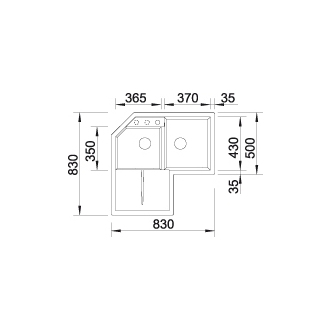 Blanco METRA 9 E 515567 drez rohový aluminium drez vstavaný