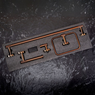 Súprava kúpeľňových doplnkov GRID Brush Copper 4 diely
