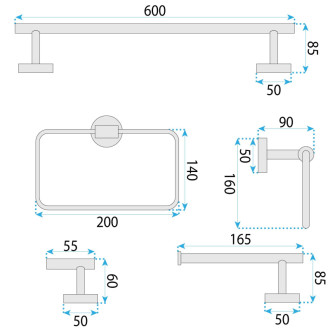 Súprava kúpeľňových doplnkov GRID Brush Copper 4 diely