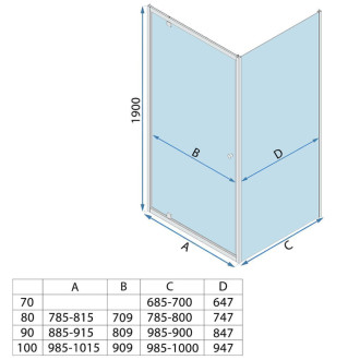 Sprchovací kút Rea Primo Swing 80x90 Chrome