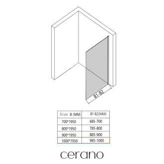 CERANO - Bočná stena Orlano Ľ/P - 5 mm - čierna matná, transparentné sklo - 100x195 cm