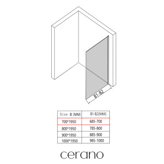 CERANO - Bočná stena Orlano Ľ/P - 5 mm - čierna matná, transparentné sklo - 70x195 cm