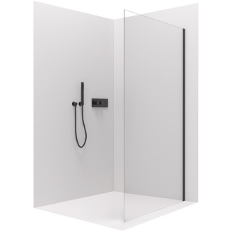 CERANO - Bočná stena Orlano Ľ/P - 5 mm - čierna matná, transparentné sklo - 80x195 cm