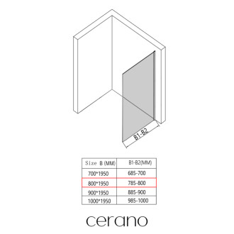CERANO - Bočná stena Orlano Ľ/P - 5 mm - chróm, transparentné sklo - 80x195 cm