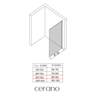 CERANO - Bočná stena Orlano Ľ/P - 5 mm - chróm, transparentné sklo - 90x195 cm