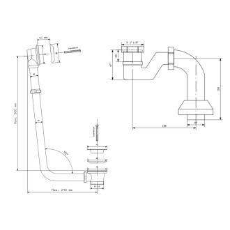 CHARLESTON vaňová súprava pre vonkajšiu inštaláciu, retiazka, vrátane sifónu, zlato 71799 42925