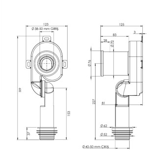 Sifón pre urinál, skrytý odpad, DN50, plast 191.701.0 55568