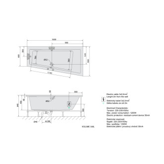 ANDRA R hydromasážna vaňa, 160x90x45cm, Attraction Hydro, chróm 56818