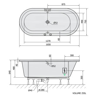 ASTRA O hydromasážna vaňa, 165x75x48cm, Attraction Hydro, chróm 56868