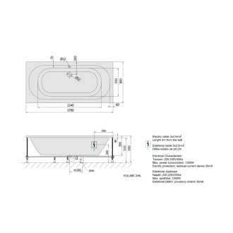LEVANA hydromasážna vaňa, 170x80x39cm, Active Hydro-Air, chróm 56873