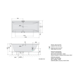 CLEO hydromasážna vaňa, 170x70x48cm, Active Hydro, chróm 56902