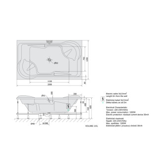 DUO hydromasážna vaňa, 200x120x45cm, Highline Hydro-Air, chróm 56931