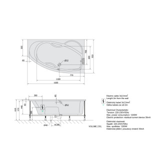 MAMBA R hydromasážna vaňa, 160x95x44cm, Attraction Hydro-Air, chróm 57061