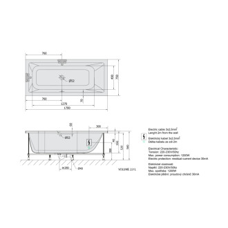 MIMOA hydromasážna vaňa, 170x75x39cm, Attraction Hydro-Air, chróm 57103