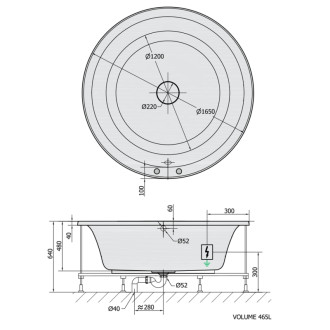 OBLO hydromasážna vaňa, 165x48cm, Active Hydro, chróm 57136
