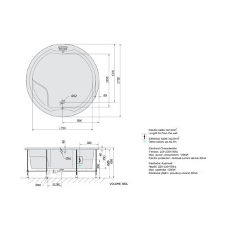 ROYAL ROUND hydromasážna vaňa, 172x172x49cm, Attraction Hydro-Air, chróm 57187