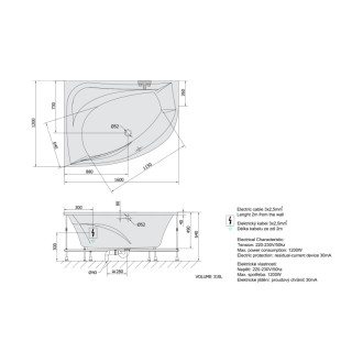TANYA L hydromasážna vaňa, 160x120x49cm, Attraction Hydro, chróm 57228