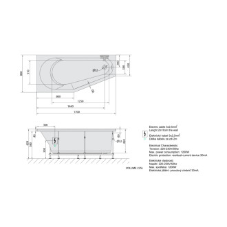 TIGRA L hydromasážna vaňa, 170x80x46cm, Attraction Hydro, chróm 57252