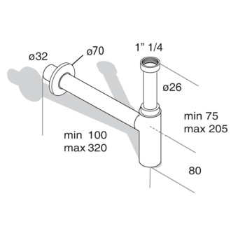MINITOTI sifón pre umývadlo, 5/4&quot;, odpad 32mm, čierna mat 510.135.5.X 55915