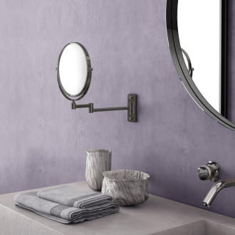 GAIA kozmetické zrkadlo závesné, Ø 230mm, obojstranné, gun metal