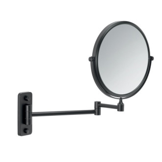 GAIA kozmetické zrkadlo závesné, Ø 180mm, obojstranné, čierna mat