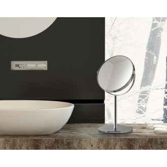 ANNA kozmetické zrkadlo na postavenie, Ø 163mm, obojstranné, chróm