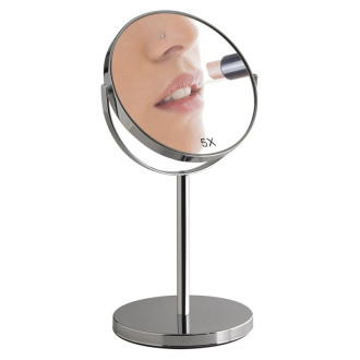 ANNA kozmetické zrkadlo na postavenie, Ø 163mm, obojstranné, chróm