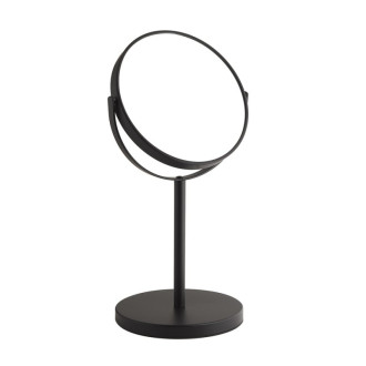 ANNA kozmetické zrkadlo na postavenie, Ø 163mm, obojstranné, čierna mat
