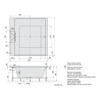 CAME FALLS hydromasážna vaňa, 175x175x50cm, Attraction Hydro-Air, chróm 59608
