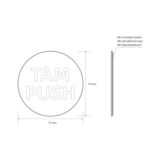 Ceduľa TAM/PUSH, Ø 75mm, nerez mat