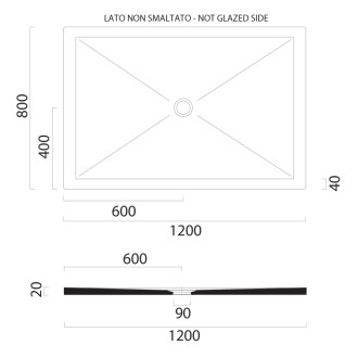 Keramická sprchová vanička, obdĺžnik 120x80x2cm, creta mat