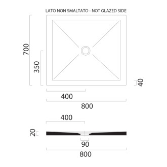 Keramická sprchová vanička, obdĺžnik 80x70x2cm, agave mat