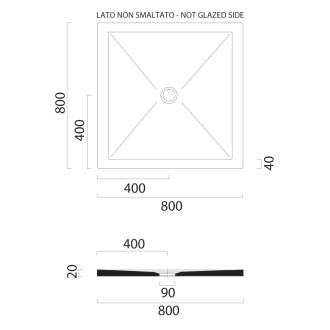 Keramická sprchová vanička, štvorec 80x80x2cm, creta mat