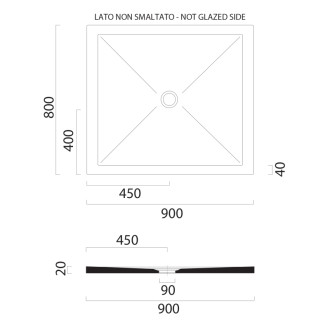 Keramická sprchová vanička, obdĺžnik 90x80x2cm, agave mat