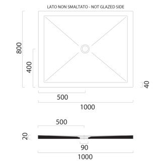Keramická sprchová vanička, obdĺžnik 100x80x2cm, agave mat