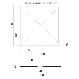 Keramická sprchová vanička, štvorec 100x100x2cm, agave mat