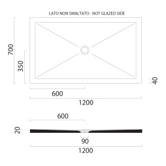 Keramická sprchová vanička, obdĺžnik 120x70x2cm, creta mat