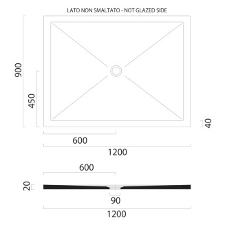 Keramická sprchová vanička, obdĺžnik 120x90x2cm, creta mat