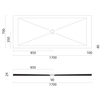 Keramická sprchová vanička, obdĺžnik 170x70x2cm, creta mat