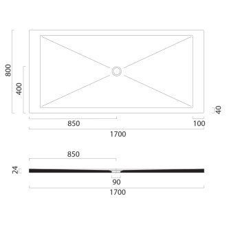 Keramická sprchová vanička, obdĺžnik 170x80x2cm, agave mat