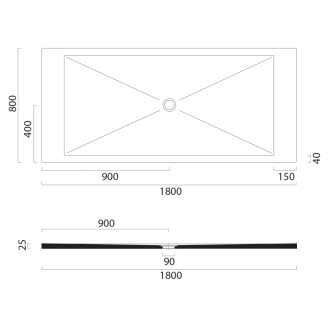 Keramická sprchová vanička, obdĺžnik 180x80x2cm, agave mat