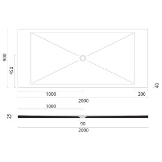 Keramická sprchová vanička, obdĺžnik 200x90x2cm, agave mat