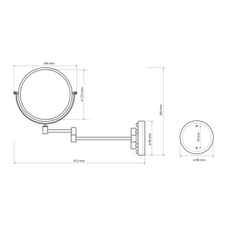 Kozmetické zrkadlo závesné, Ø 140mm, obojstranné, zlato